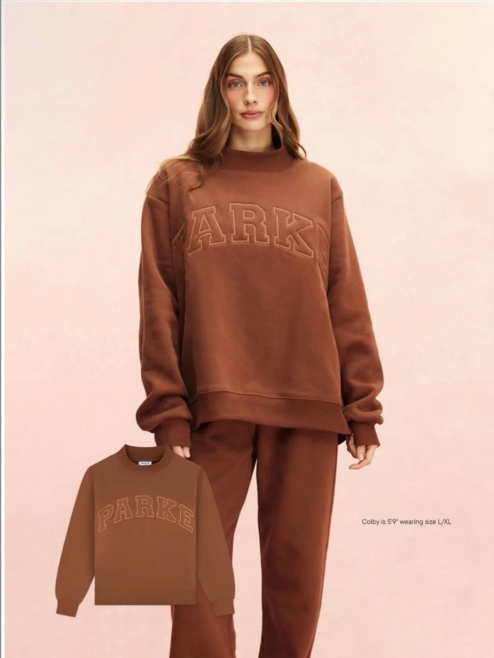 Parke Monochrome Varsity Mockneck in Mocha
